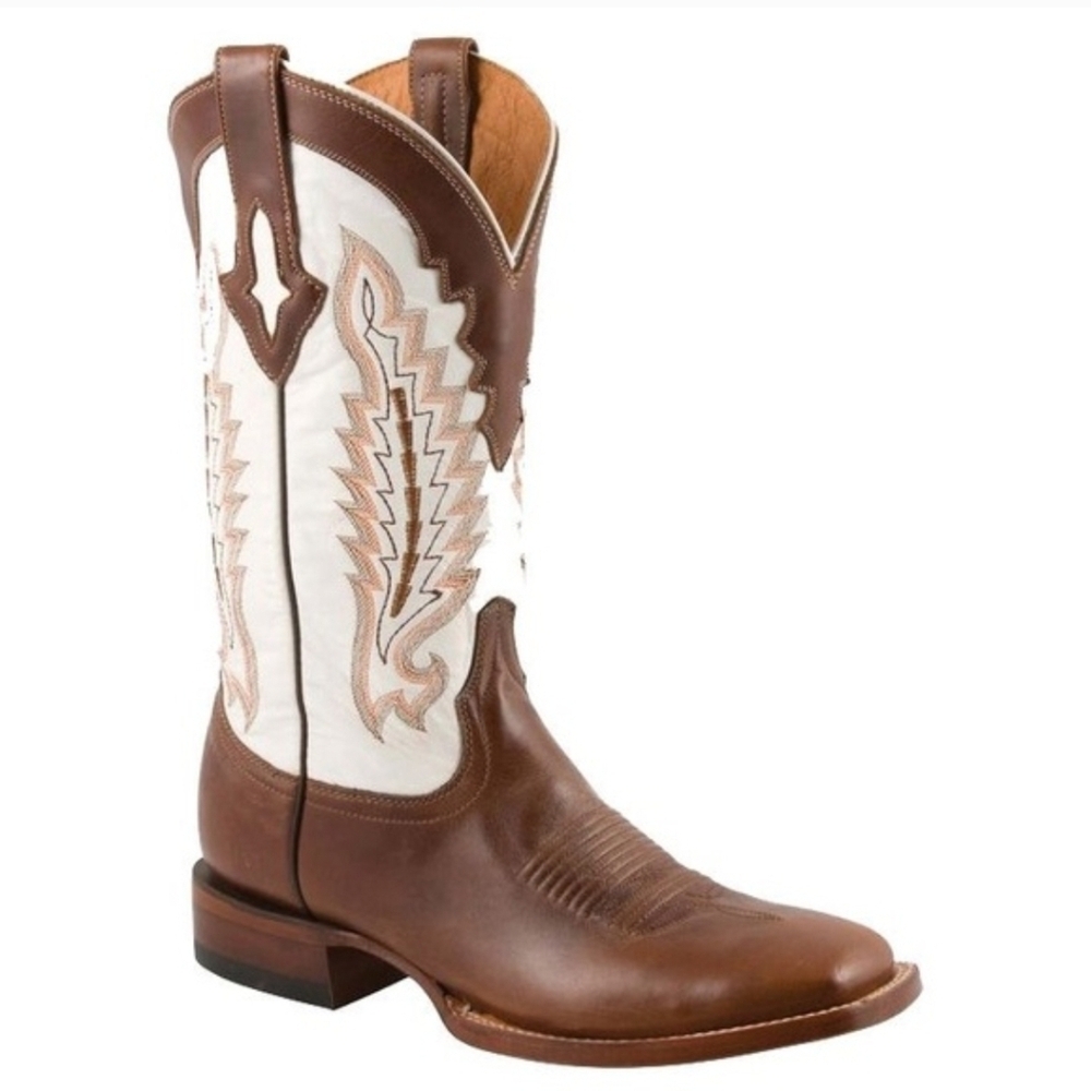 Lucchese Brown and White Western Heeled Cowboy Boots